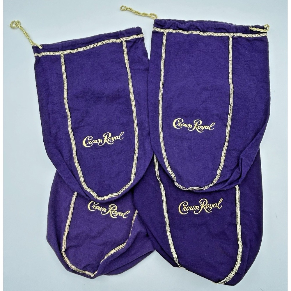 Lot of 4 Large Crown Royal Purple Bag 12 Inch Bags 1.75 Liter Large